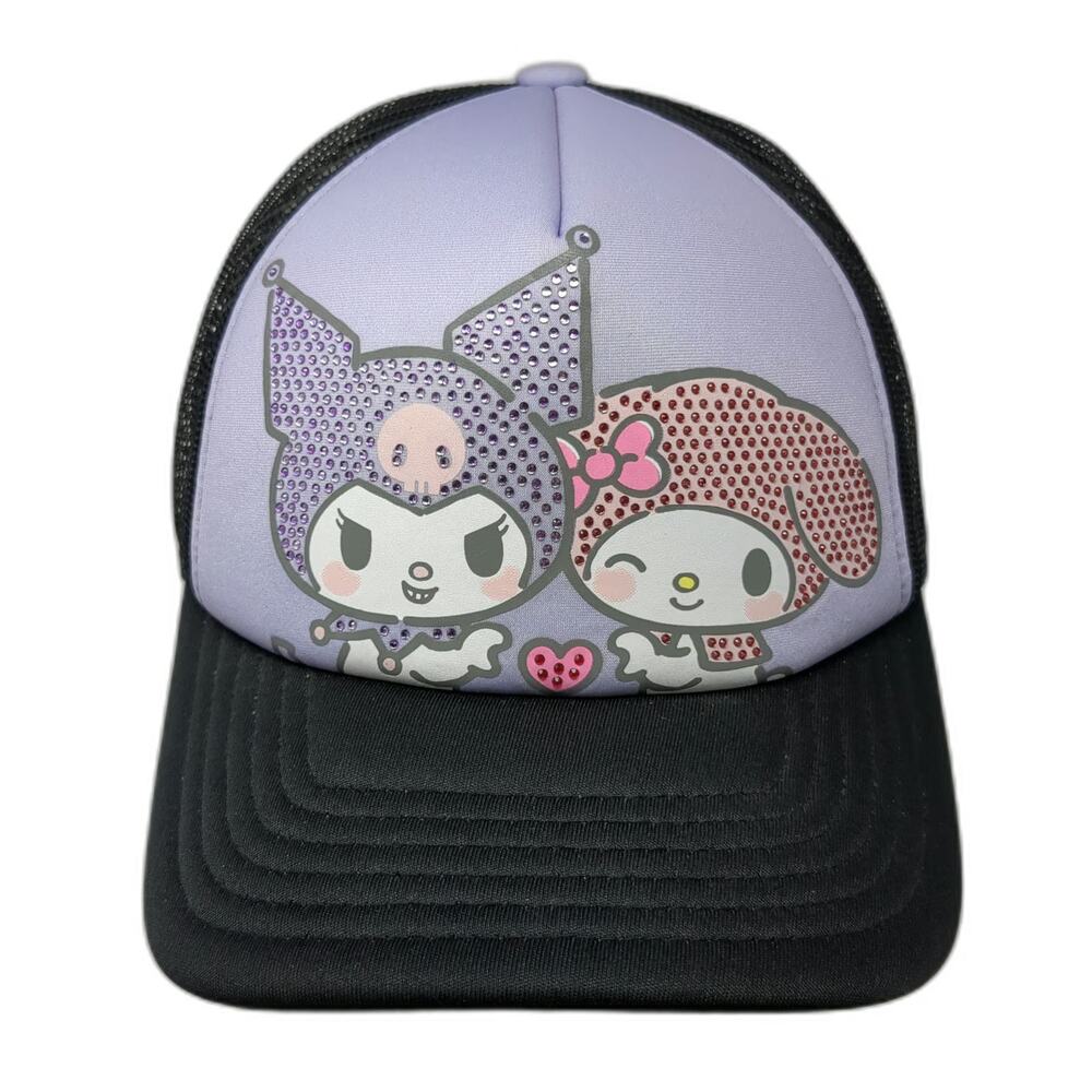 Sanrio Trucker Hat Purple One Size Kuromi My Melody Rhinestone Mesh Snapback